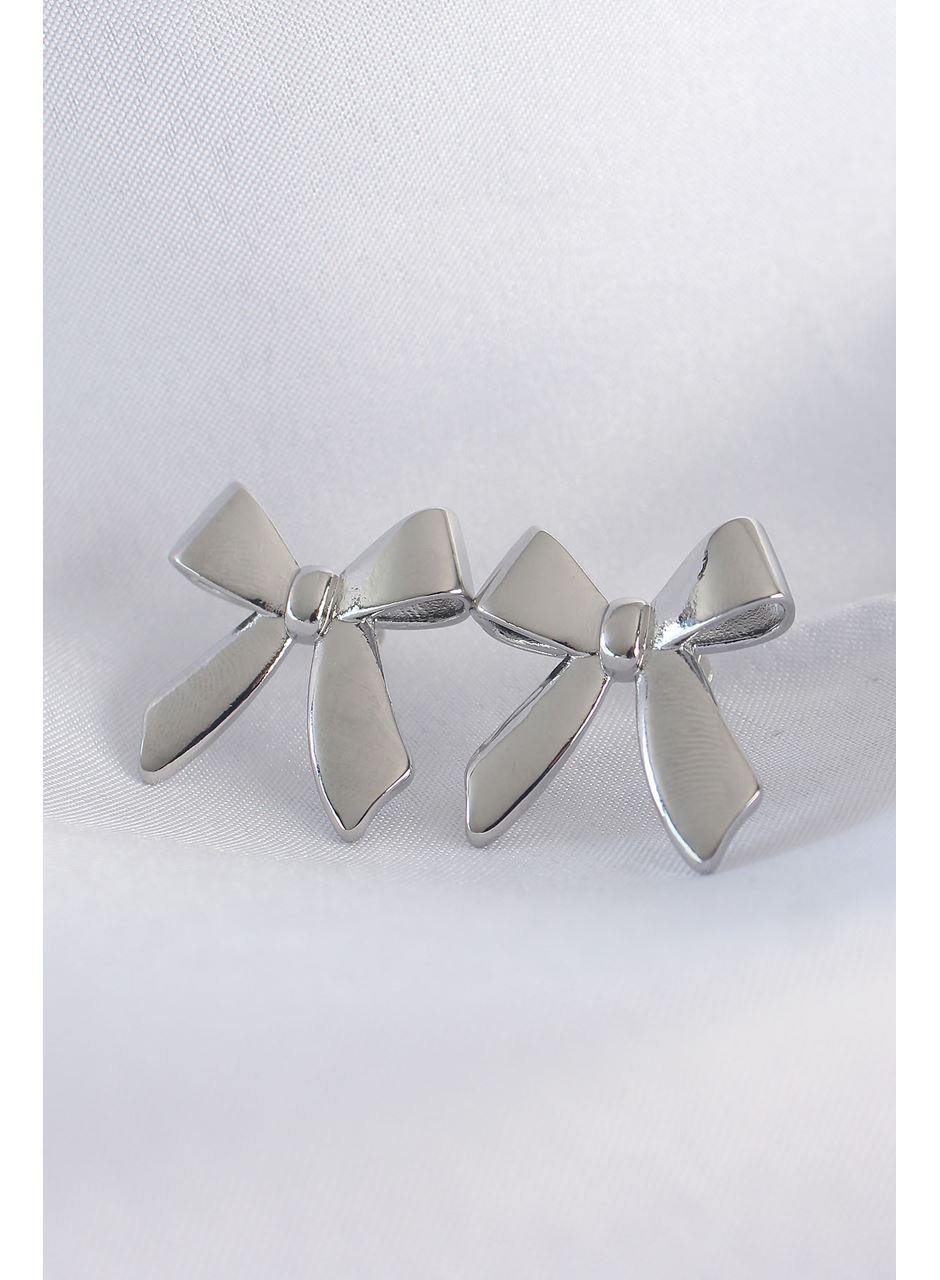 Pirinç Gümüş Renk Düz Plaka Fiyonk Küpe