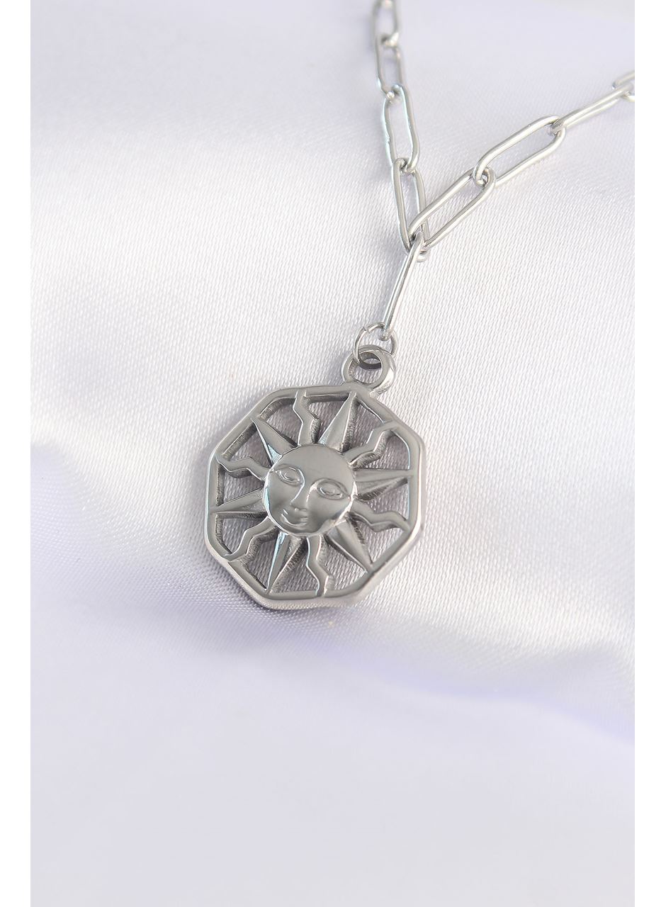 316L Çelik Zincir Gümüş Renk Güneş Kolye