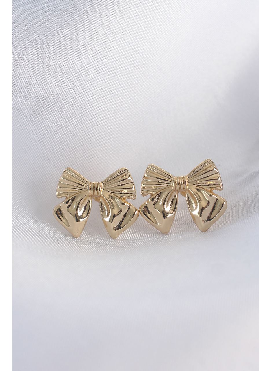 Pirinç Gold Renk Fiyonk Küpe