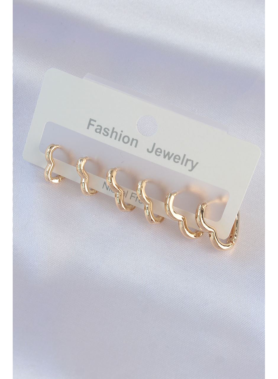 Pirinç Gold Renk Kalp Model Küpe Seti