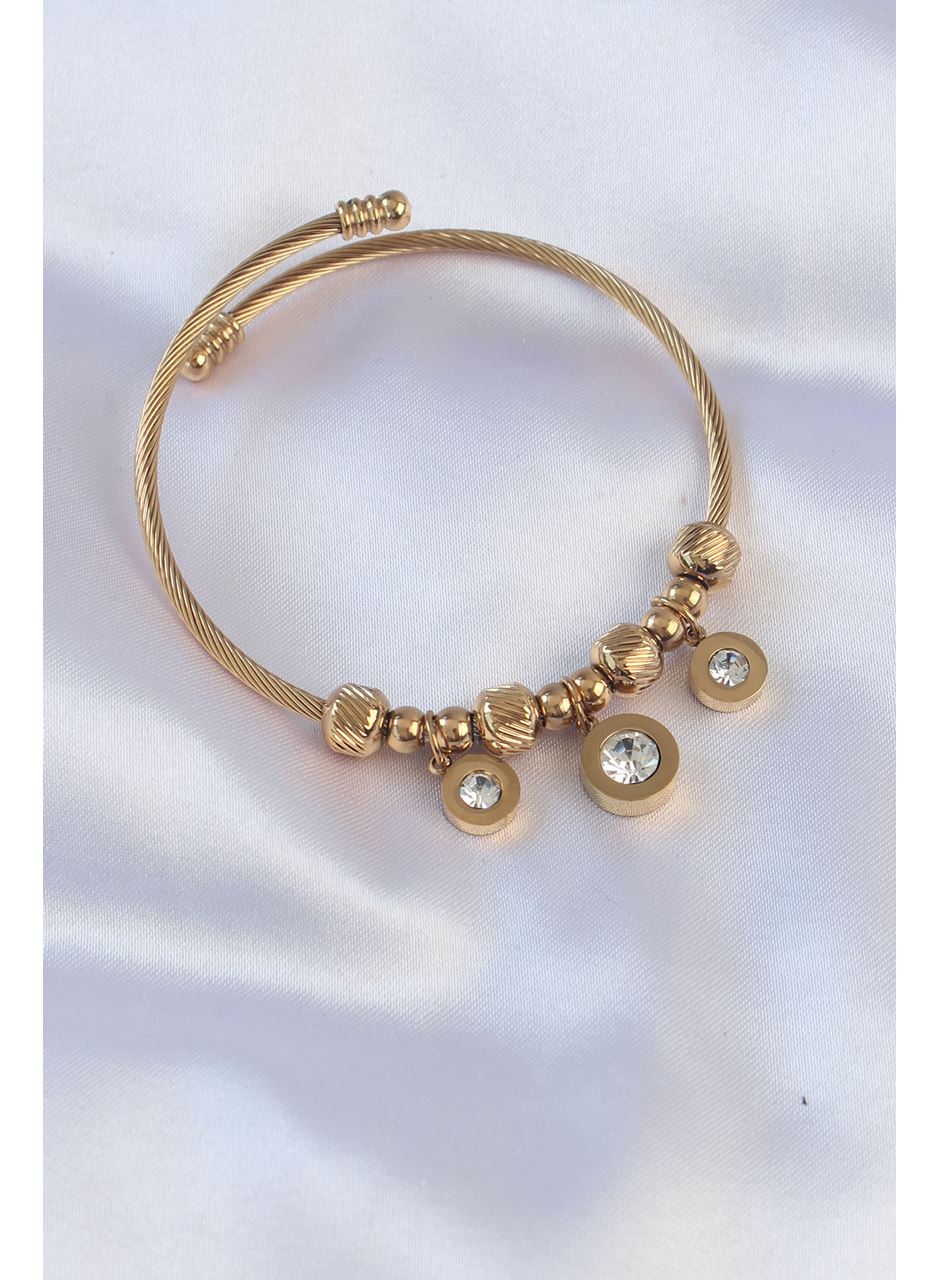 316L Çelik Gold Renk Zirkon Taşlı Model Charm Bileklik