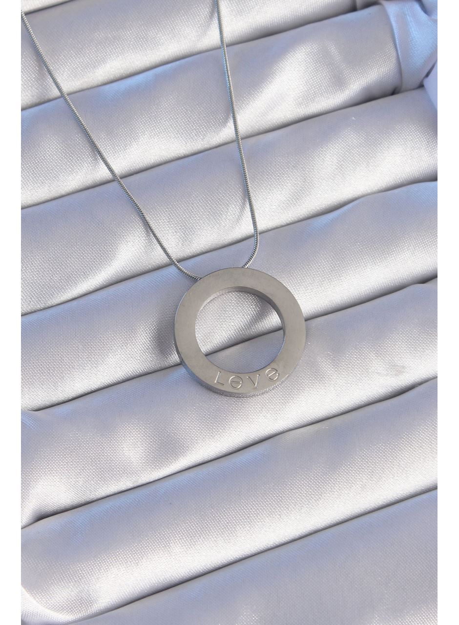 316L Çelik Gümüş Renk Zirkon Taşlı Model Kolye