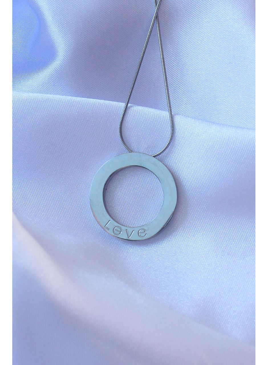 316L Çelik Gümüş Renk Zirkon Taşlı Model Kolye