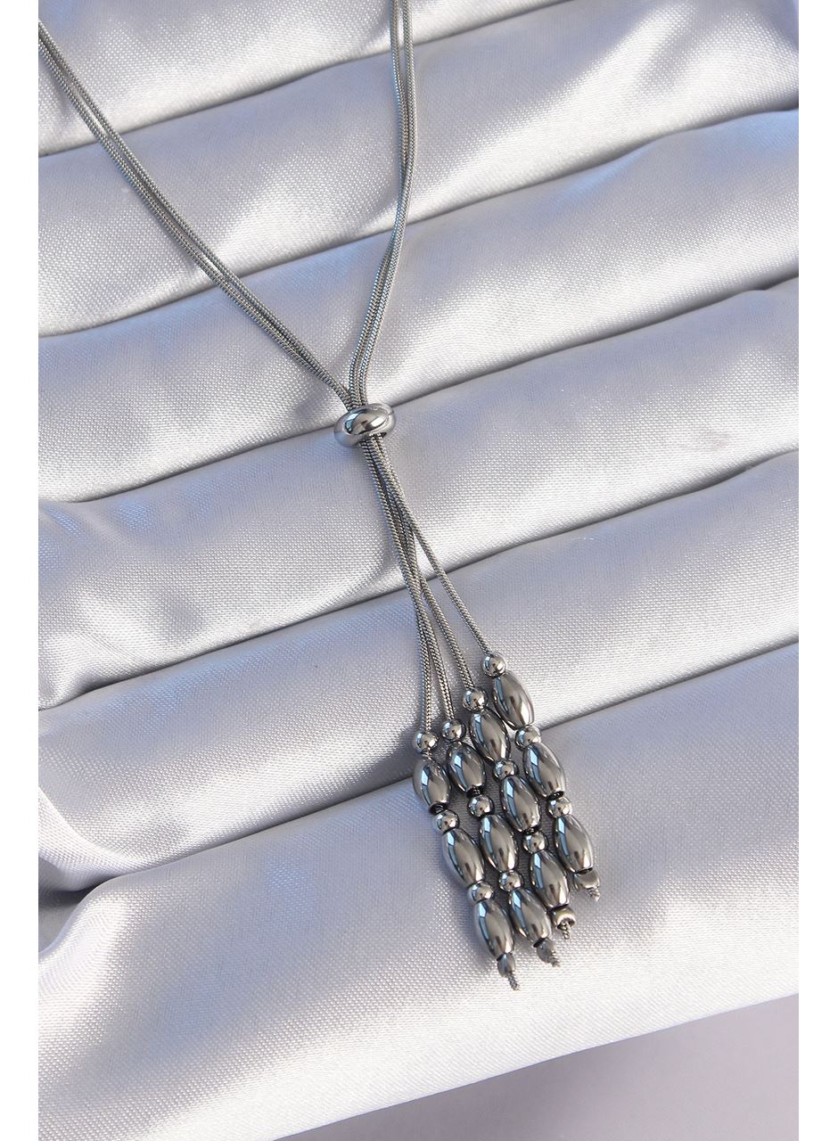 316L Çelik Gümüş Renk Boyu Ayarlanabilir Sallantılı Model Kolye