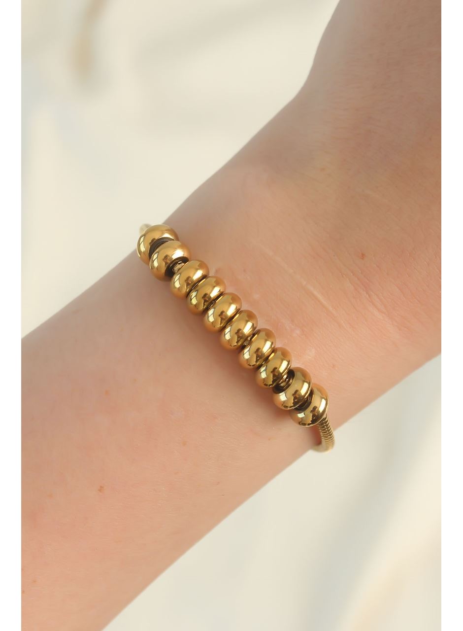 316L Çelik Gold Renk Oval Figürlü Bileklik