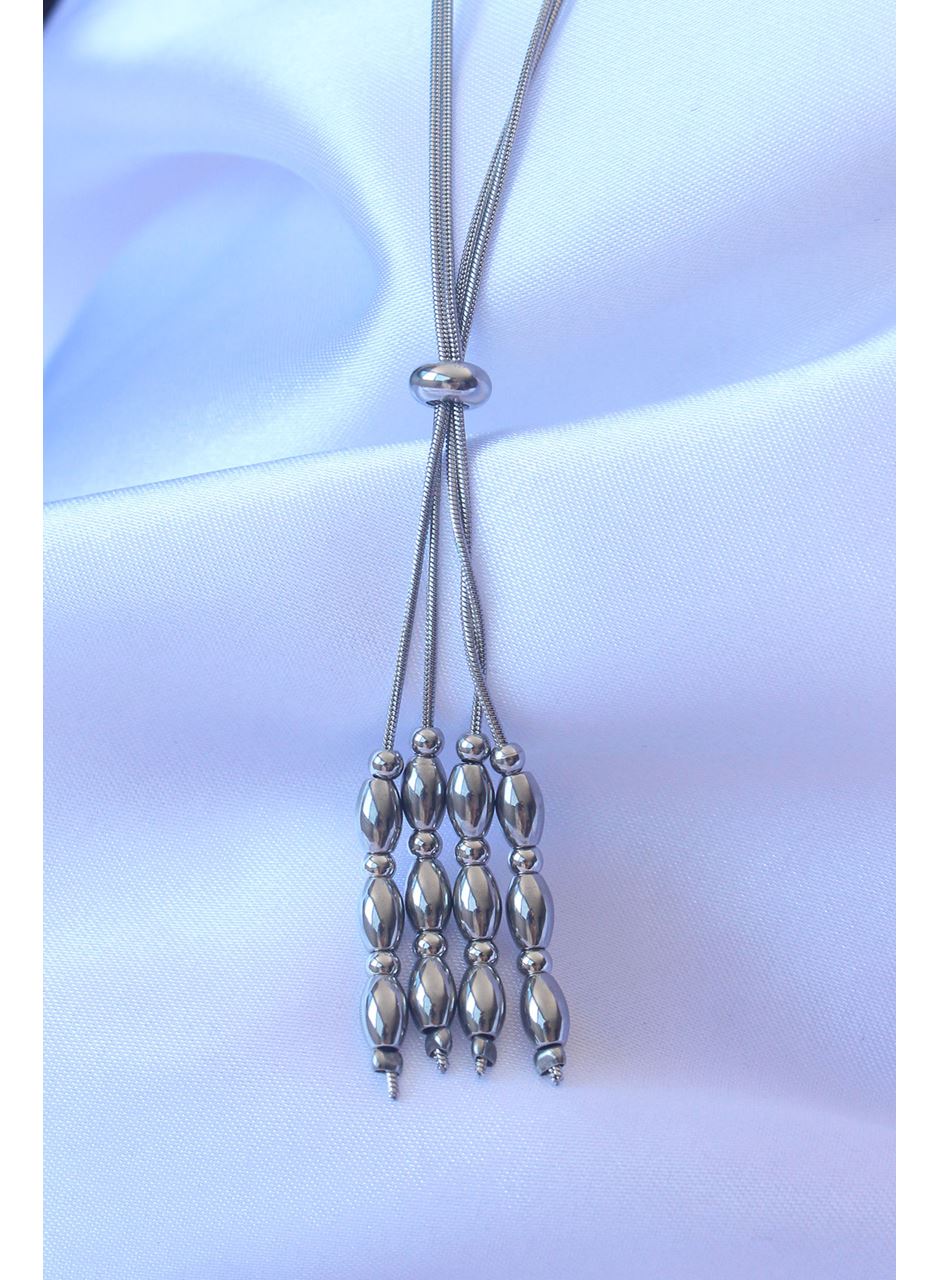 316L Çelik Gümüş Renk Boyu Ayarlanabilir Sallantılı Model Kolye