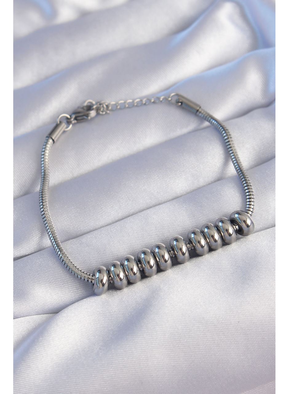 316L Çelik Gümüş Renk Oval Figürlü Bileklik