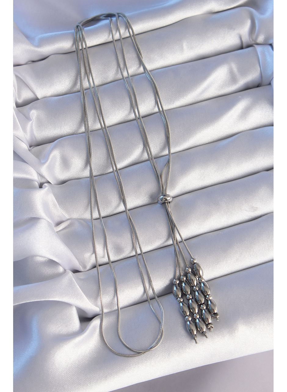 316L Çelik Gümüş Renk Boyu Ayarlanabilir Sallantılı Model Kolye