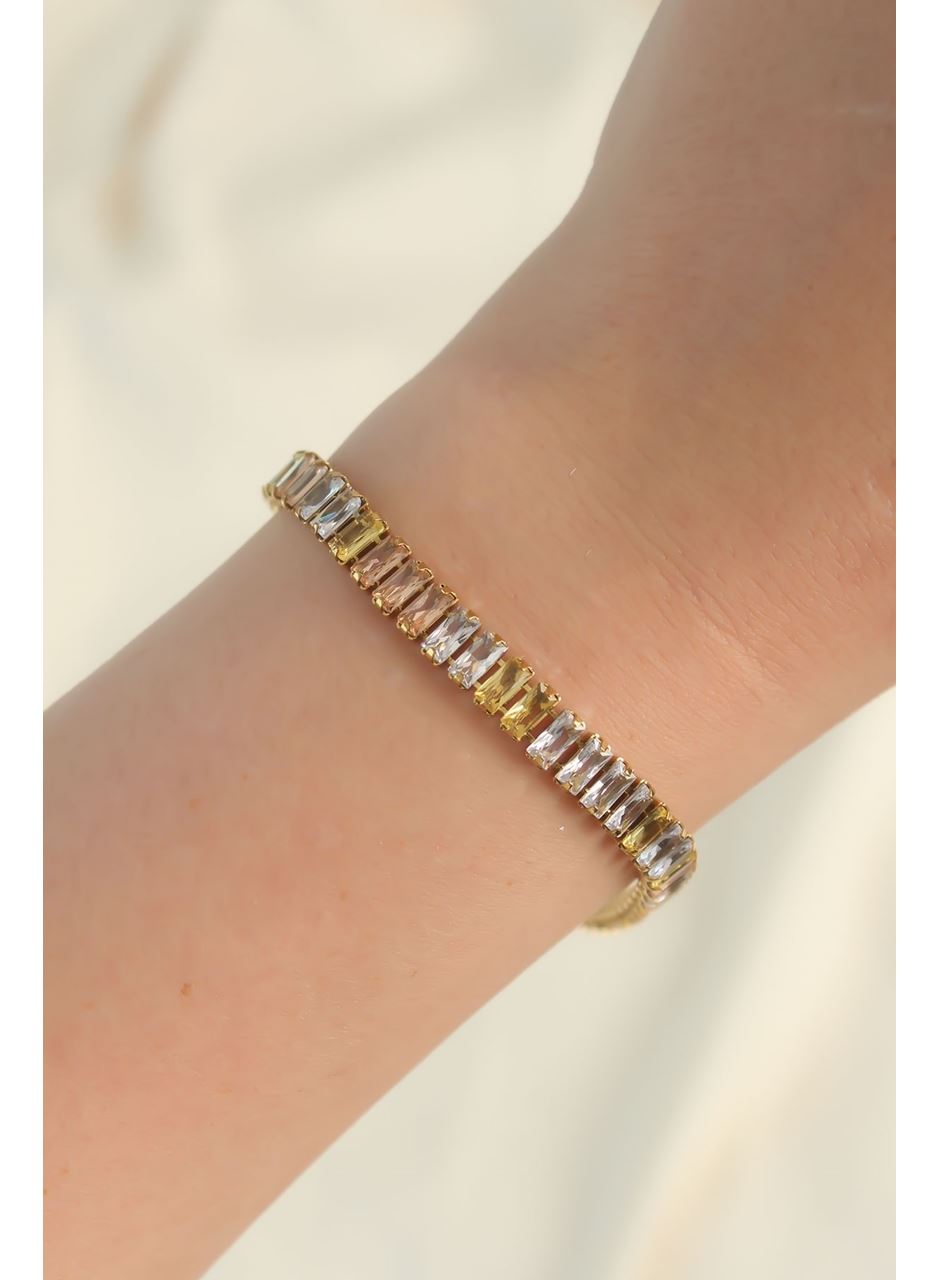 316L Çelik Gold Renk Renkli Su Yolu Tasarımlı Bileklik