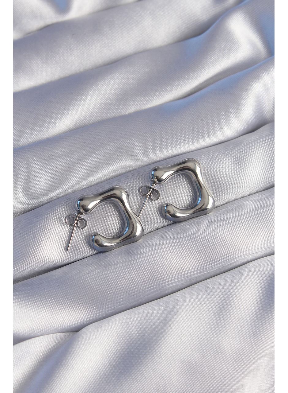 316L Çelik Gümüş Renk Minimal Bubble Küpe