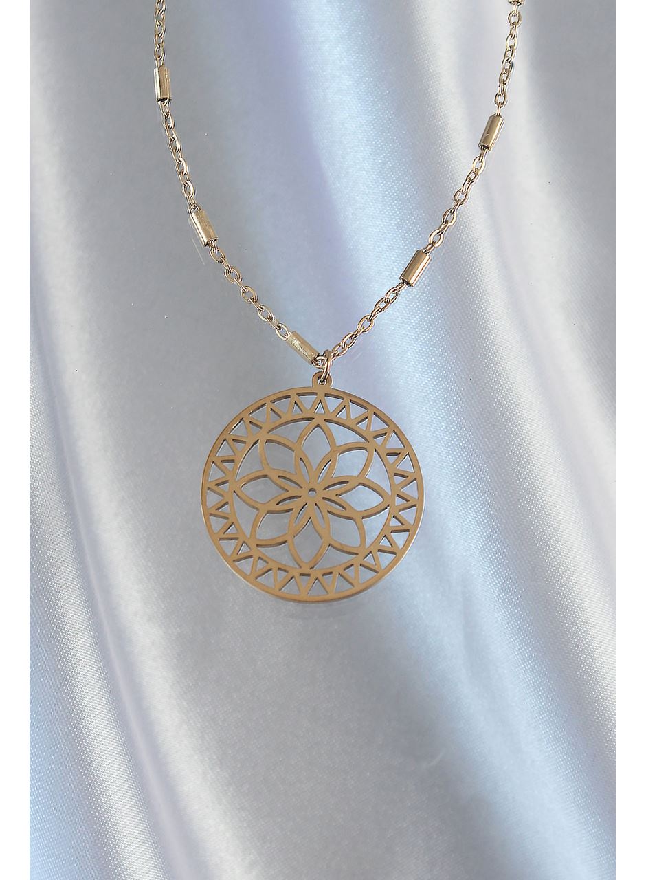 316L Çelik Zincir Gold Renk Lotus Model Kolye