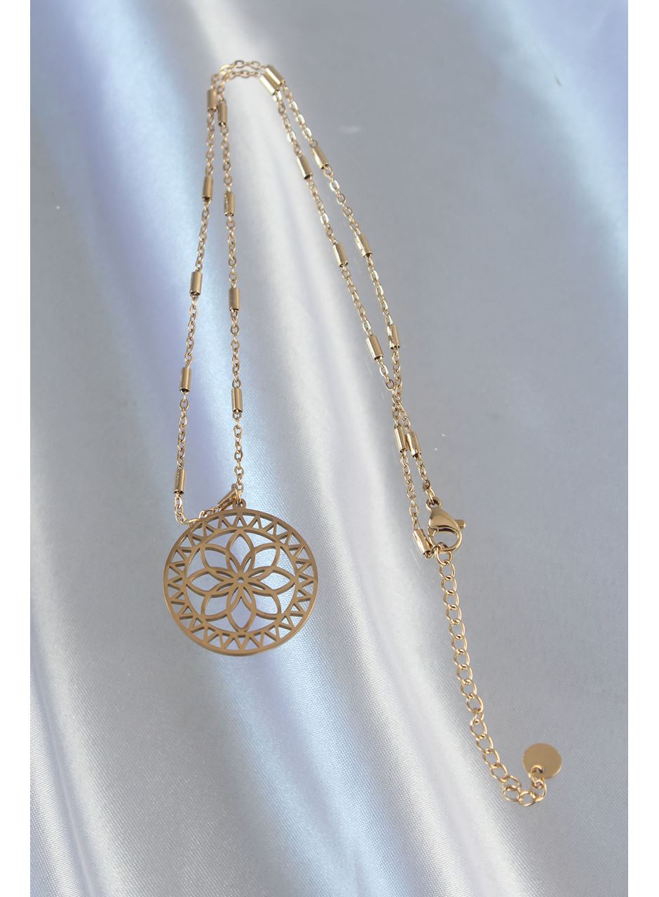 316L Çelik Zincir Gold Renk Lotus Model Kolye