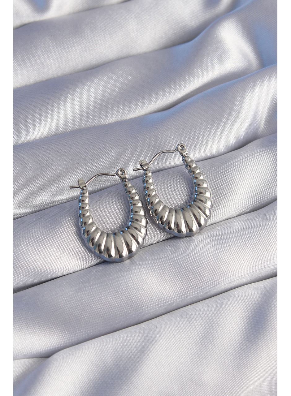 316L Çelik Gümüş Renk Uzun Baklava Görünümlü Küpe