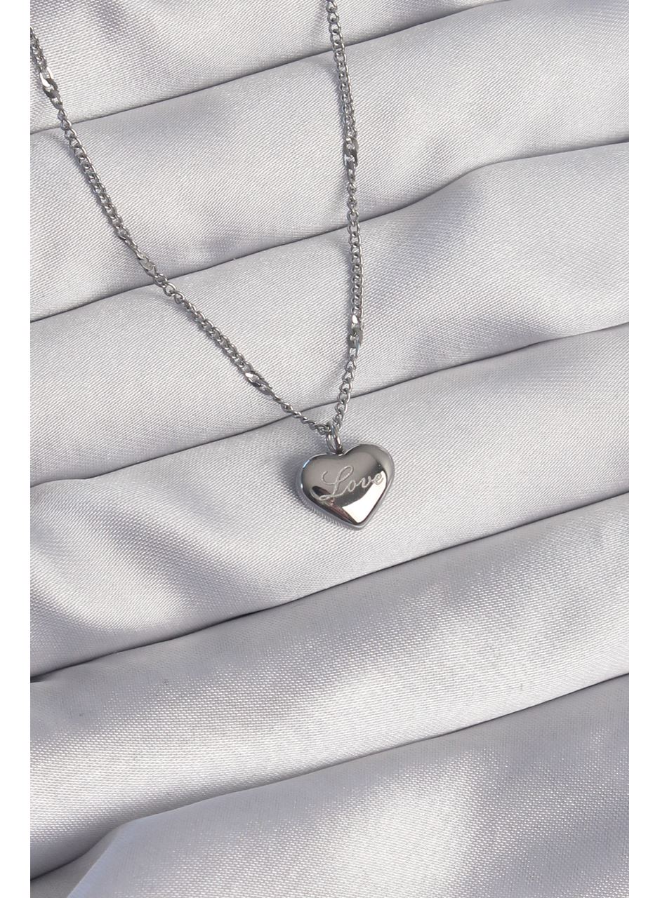 316L Çelik Gümüş Renk Kalp Model Love Kolye