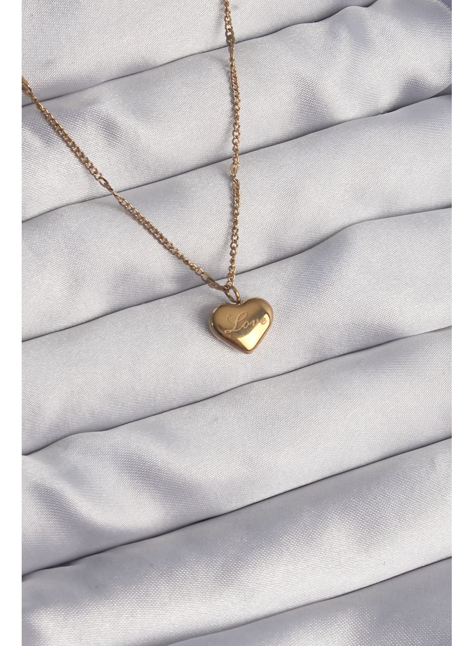 316L Çelik Gold Renk Kalp Model Love Kolye