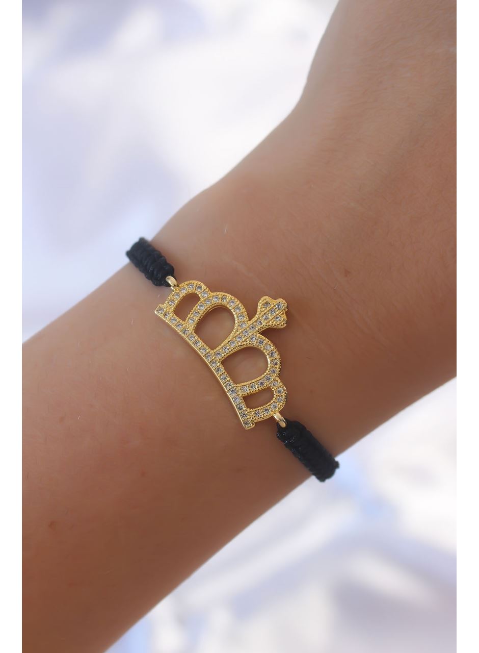 Gold Renk Zirkon Taşlı Taç Figür Makrome Bileklik