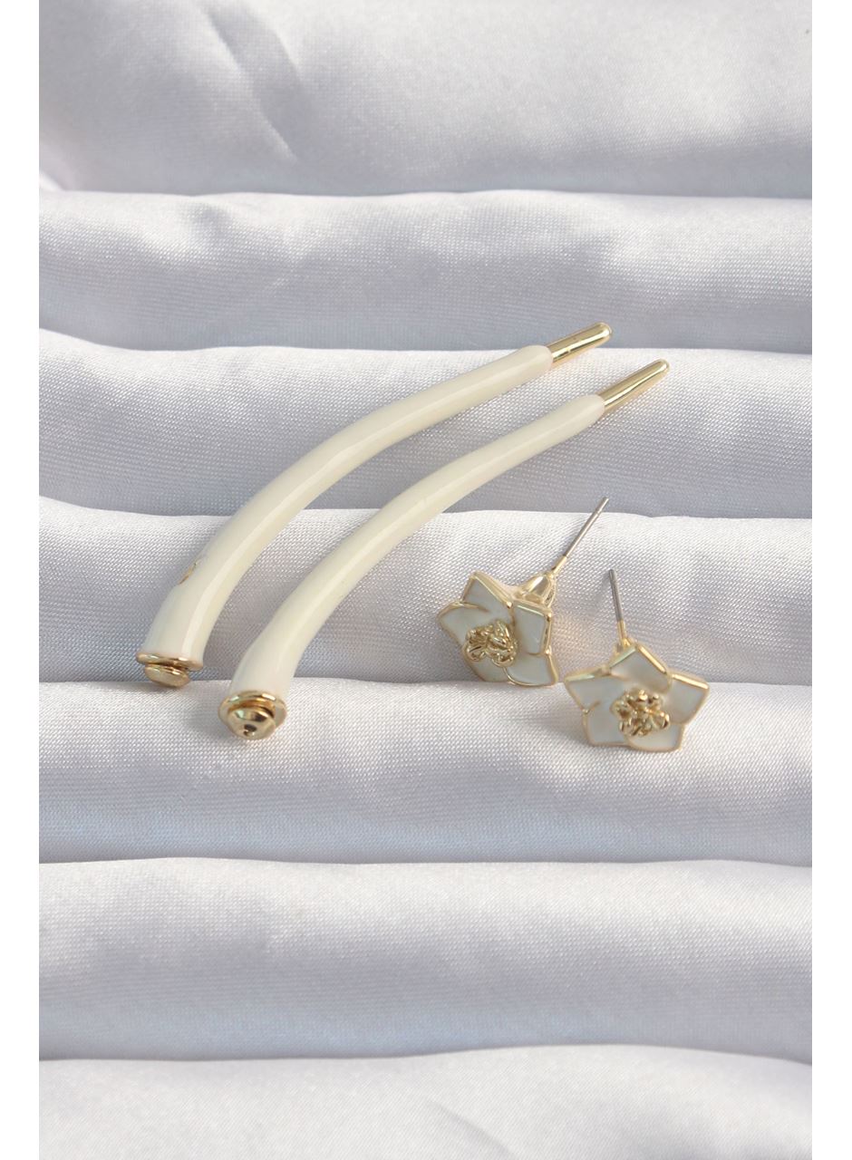 Pirinç Krem Renk Botega Küpe