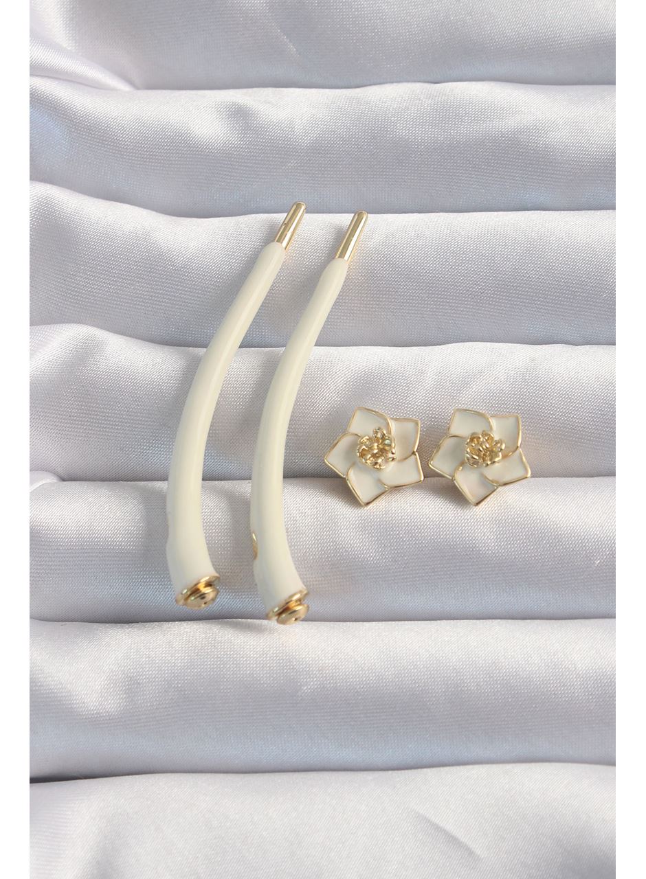 Pirinç Krem Renk Botega Küpe