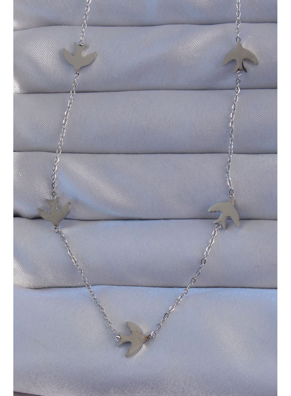 316L Çelik Gümüş Renk Kuş Model Kolye