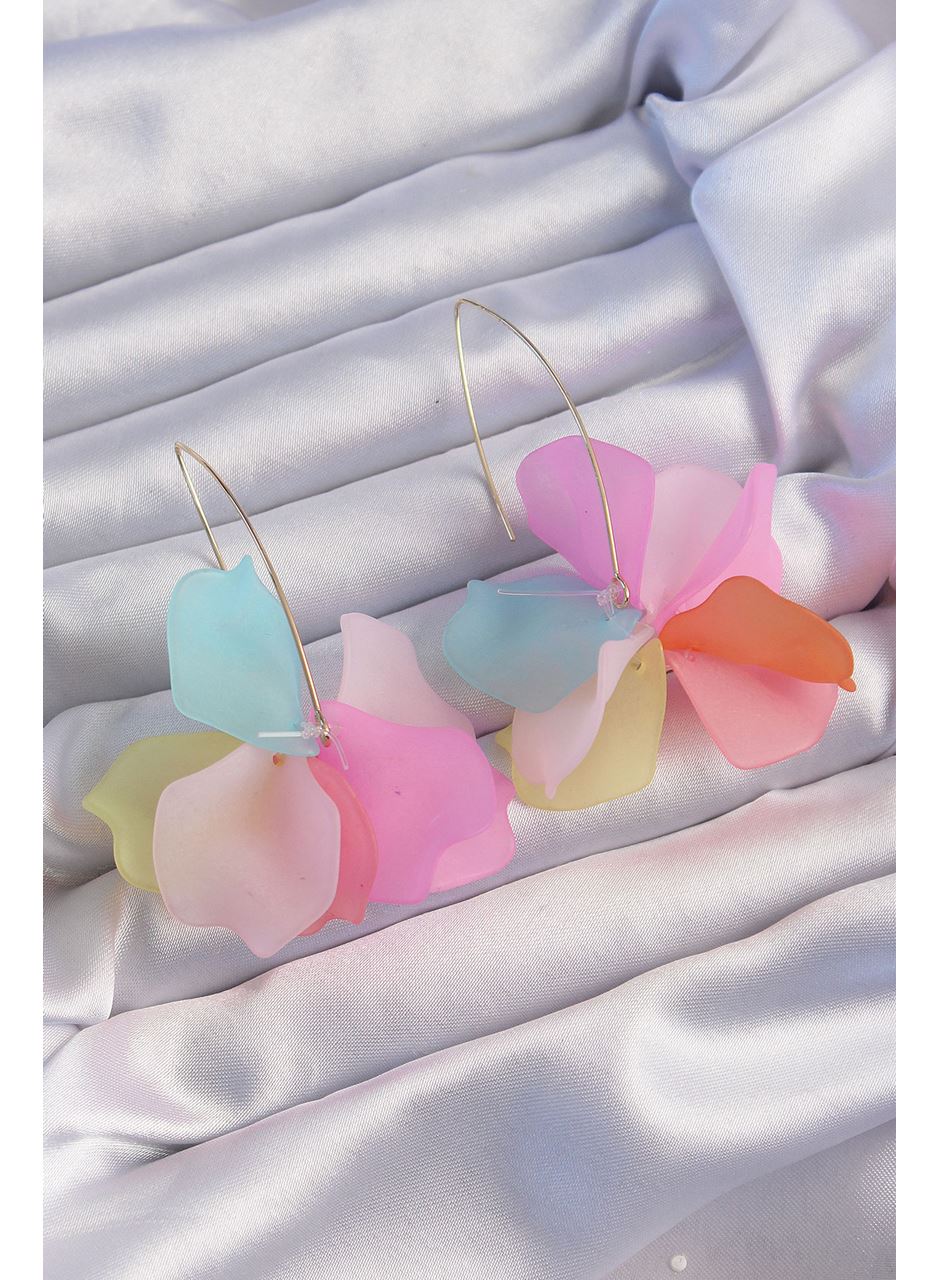 Pirinç Karışık Renkli Flora Küpe