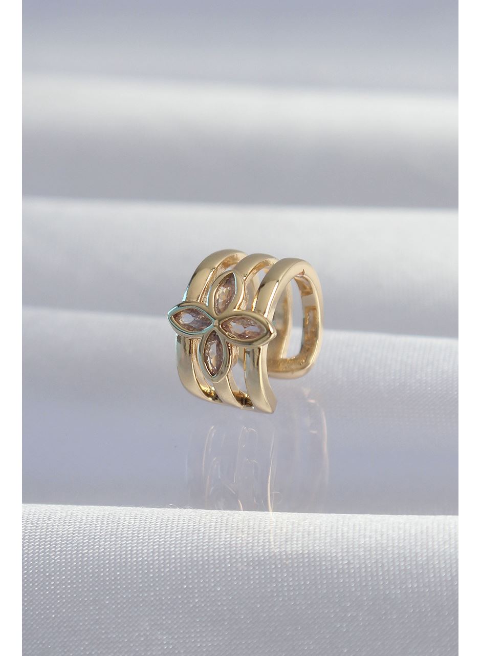 Pirinç Gold Renk Yonca Earcuff Küpe