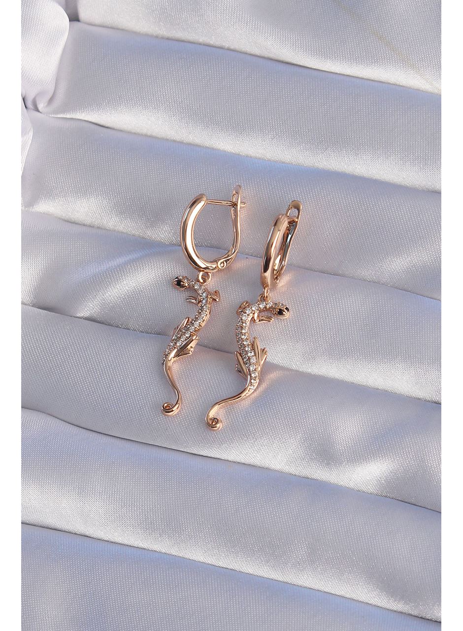 XUPİNG Rose Renk Zirkon Taşlı Kertenkele Model Halka Küpe