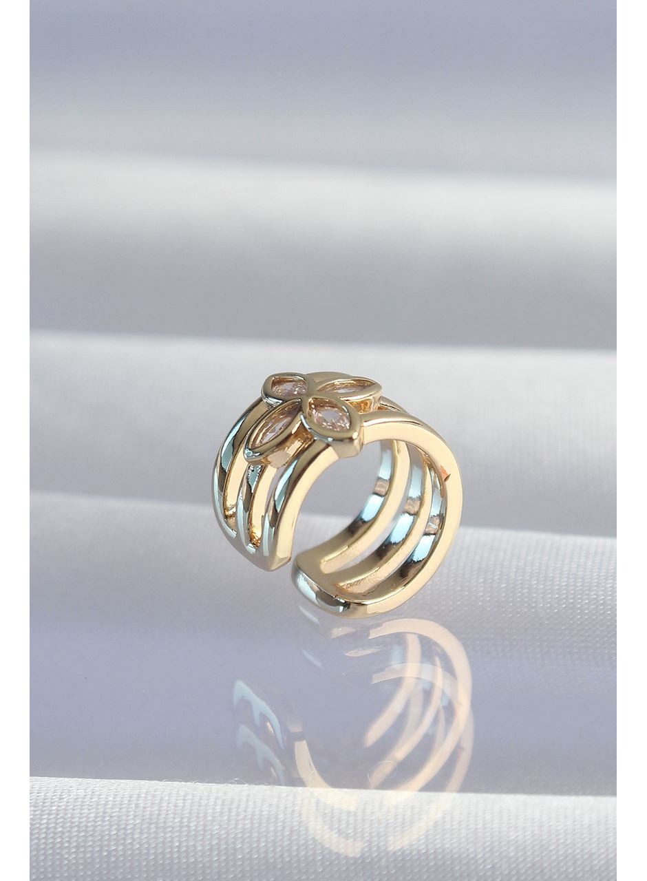 Pirinç Gold Renk Yonca Earcuff Küpe