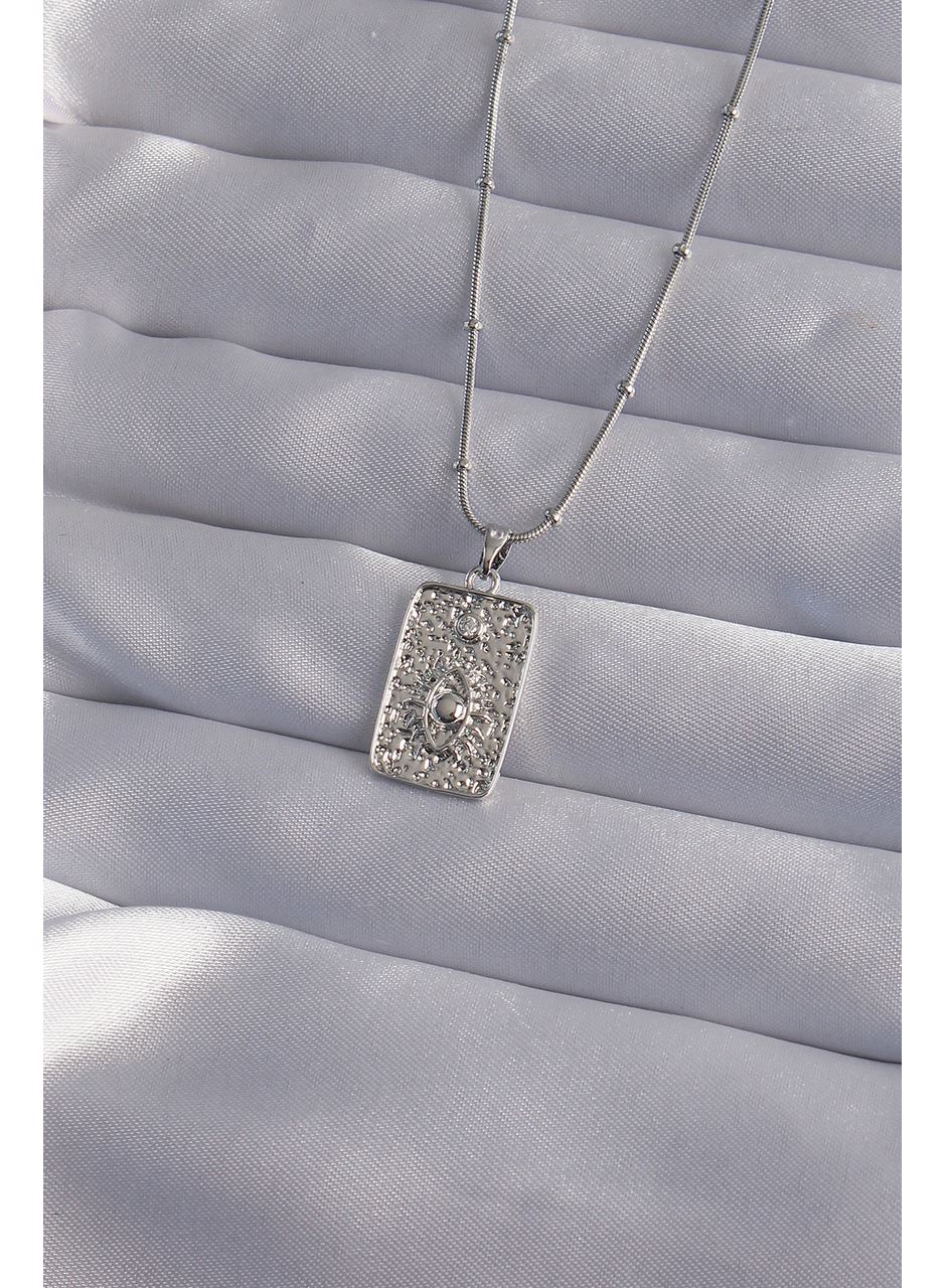 316L Çelik Zincir Gümüş Renk Lazer İşlemeli Göz Figür Tarot Kolye