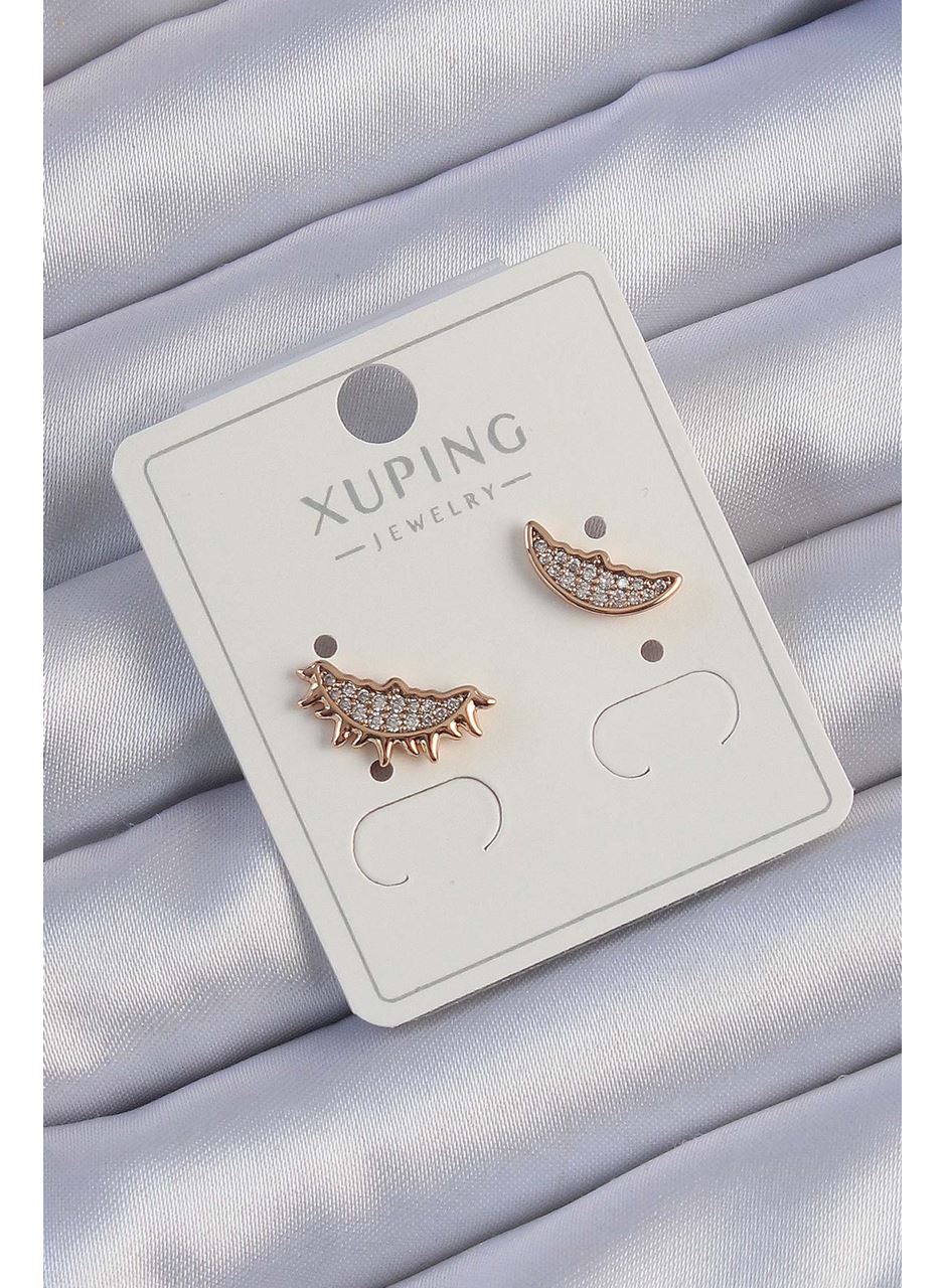 Xuping Rose Renk Zirkon Taşlı Ay ve Güneş Tasarımlı Küpe