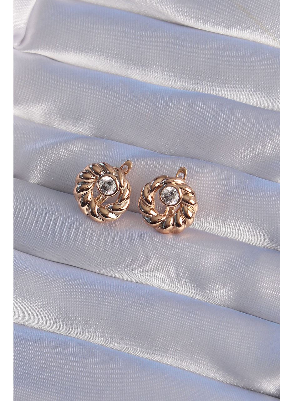 XUPİNG Rose Renk Oval Zirkon Taşlı Burgu Model Küpe