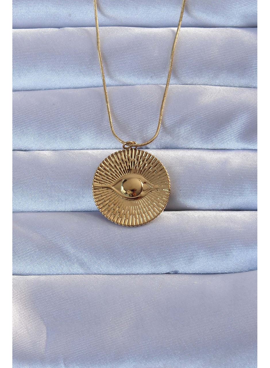 316L Altın Renk İşlemeli Göz Kolye