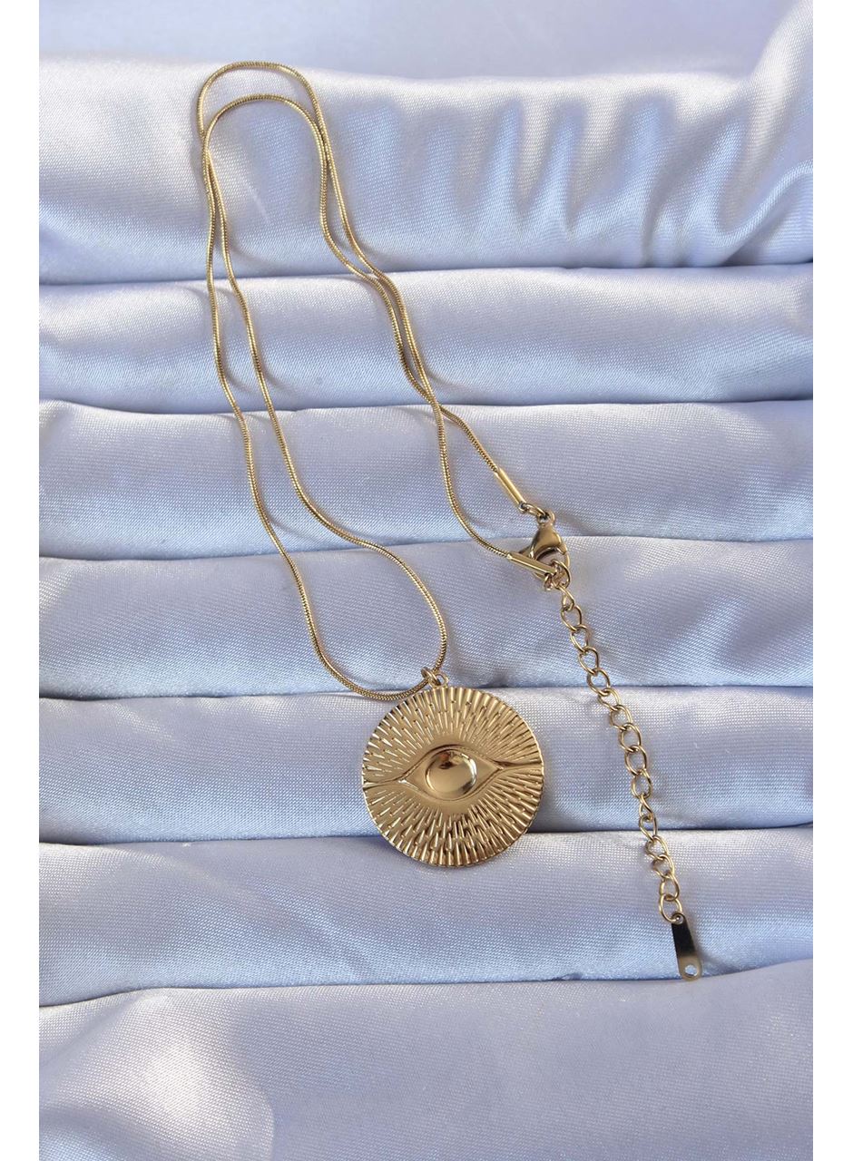 316L Altın Renk İşlemeli Göz Kolye