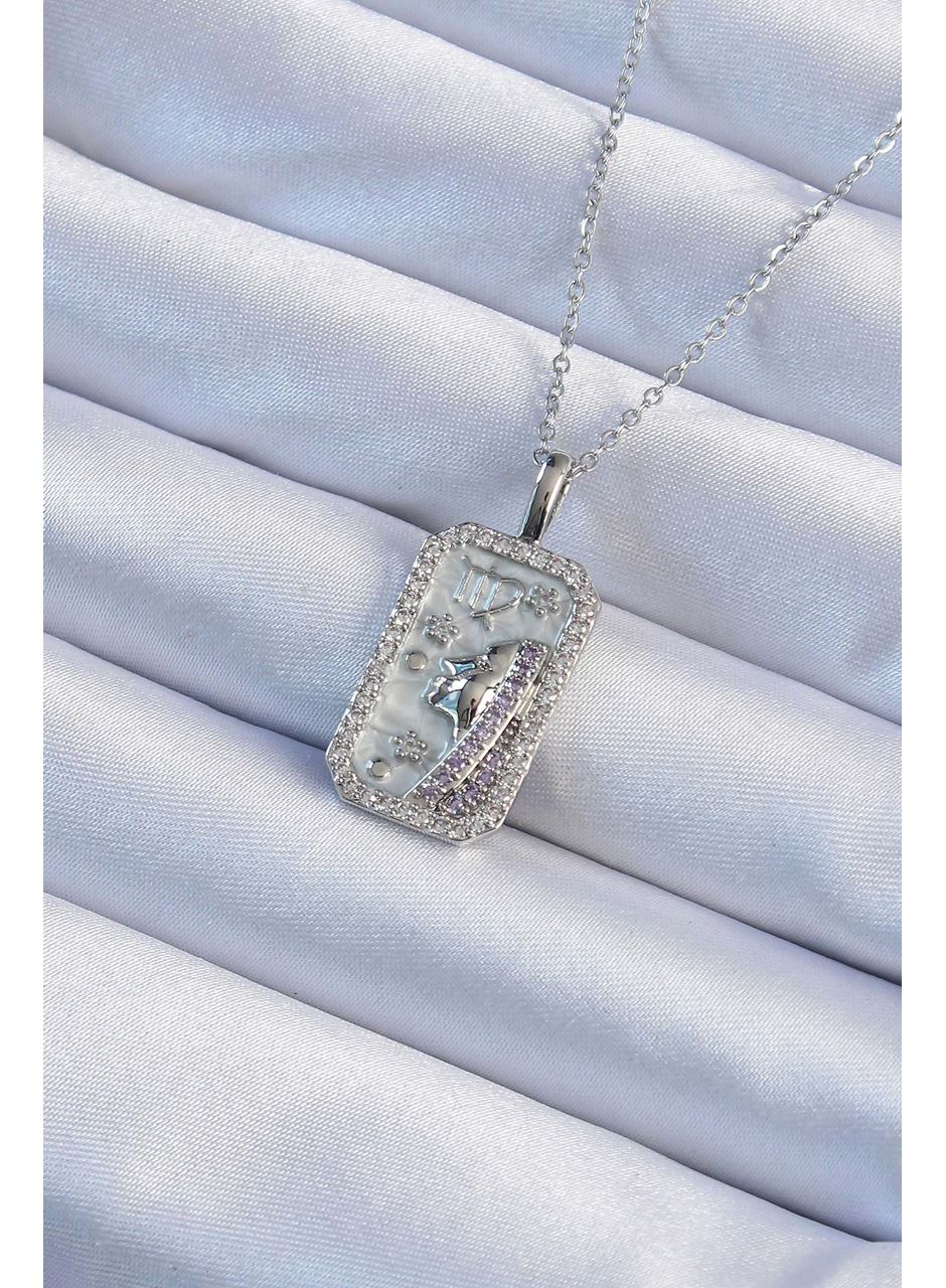 316L Çelik Zincir Gümüş Renk Zirkon Taşlı Yüz Figürlü Tarot Kolye