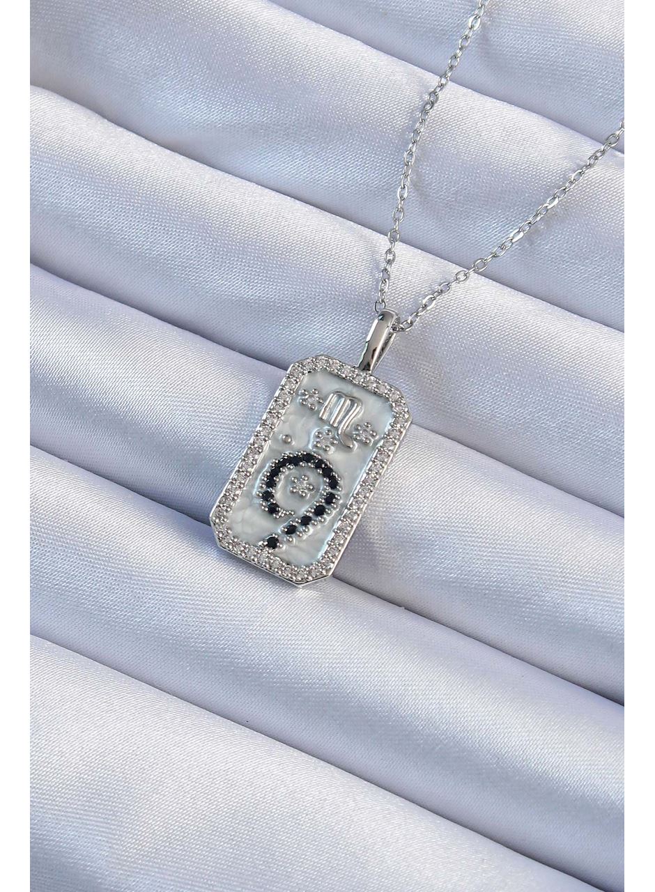 316L Çelik Zincir Gümüş Renk Zirkon Taşlı Minimal Papatya Figürlü Tarot Kolye