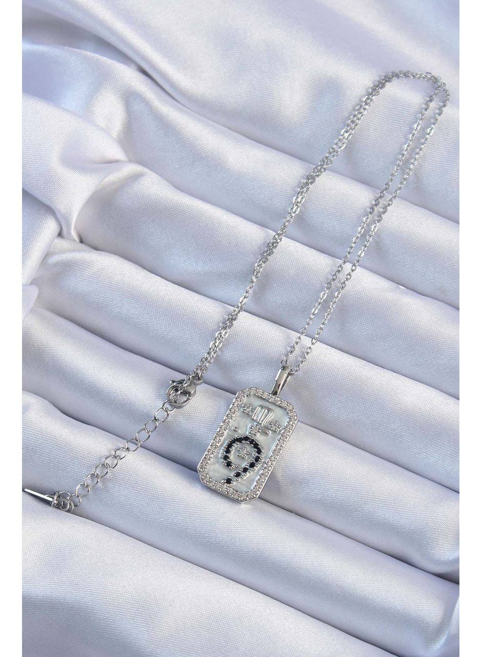 316L Çelik Zincir Gümüş Renk Zirkon Taşlı Minimal Papatya Figürlü Tarot Kolye