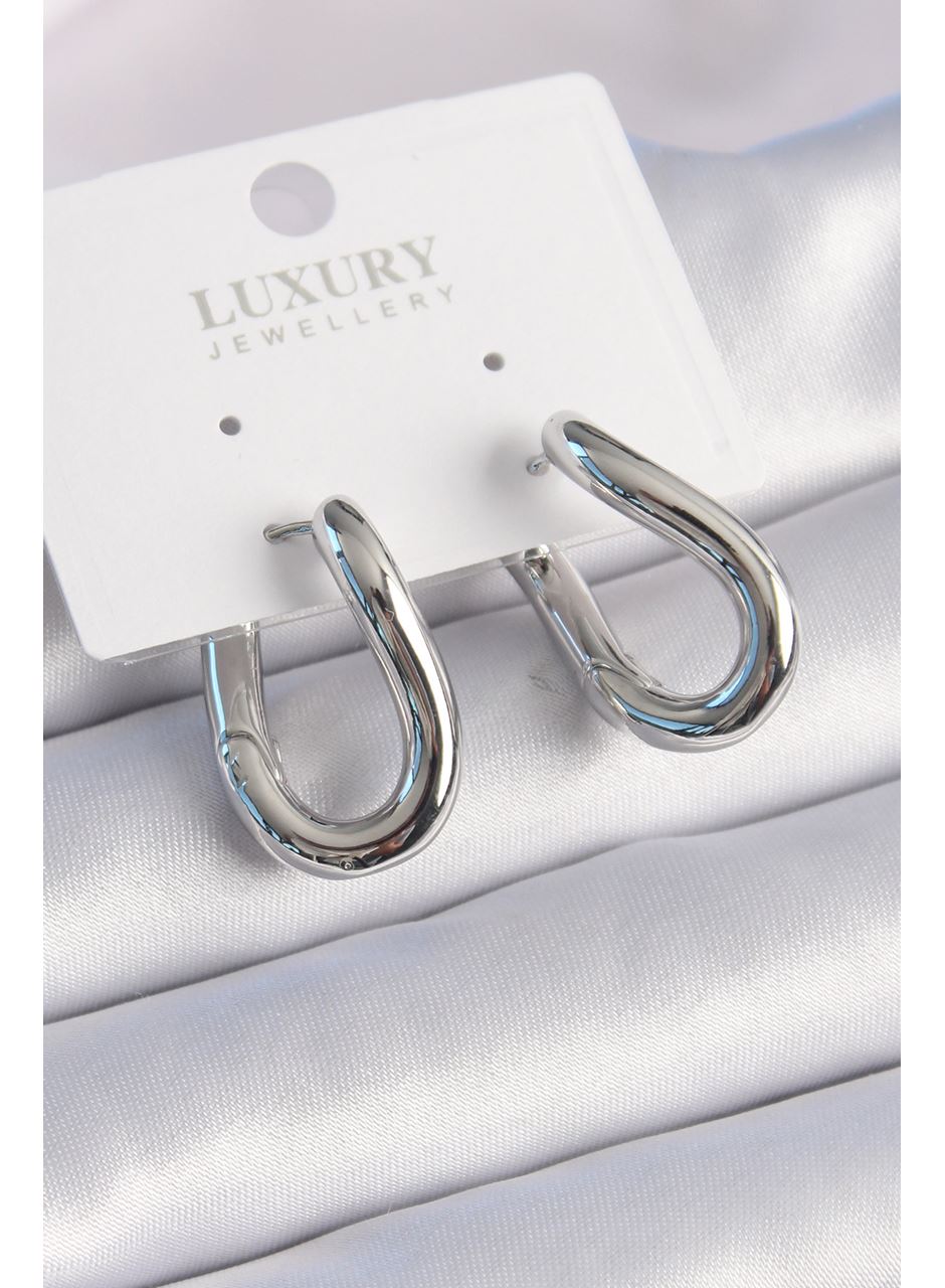 Pirinç Gümüş Renk Halka Model Kadın Küpe