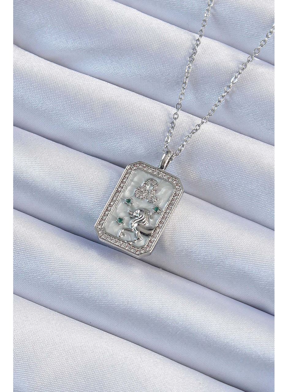 316L Çelik Zincir Gümüş Renk Zirkon Taşlı Aslan Figürlü Tarot Kolye