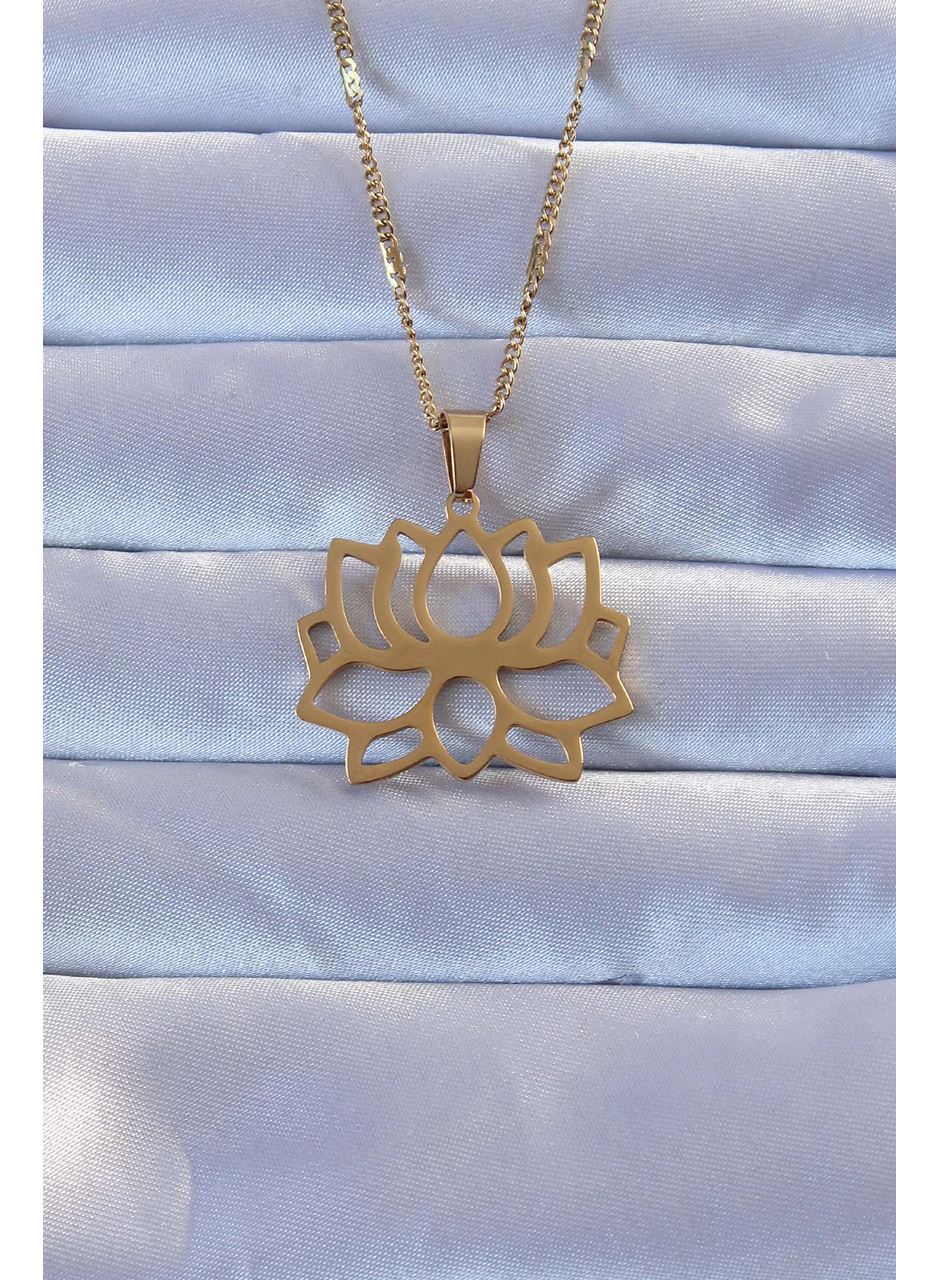 316L Altın Renk Lotus Kolye