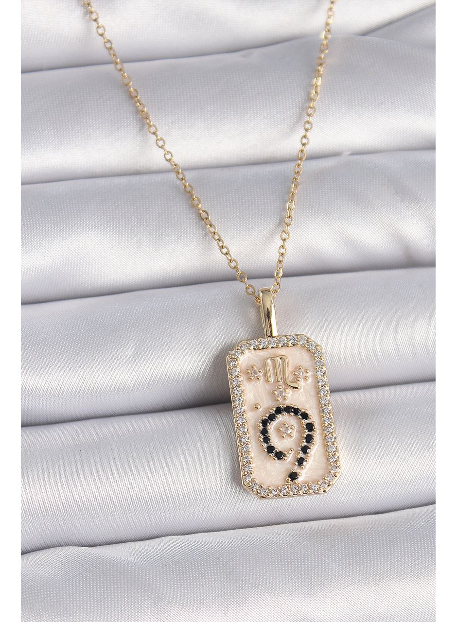 316L Çelik Gold Renk Zincir Akrep Burcu Zirkon Taşlı Kadın Kolye