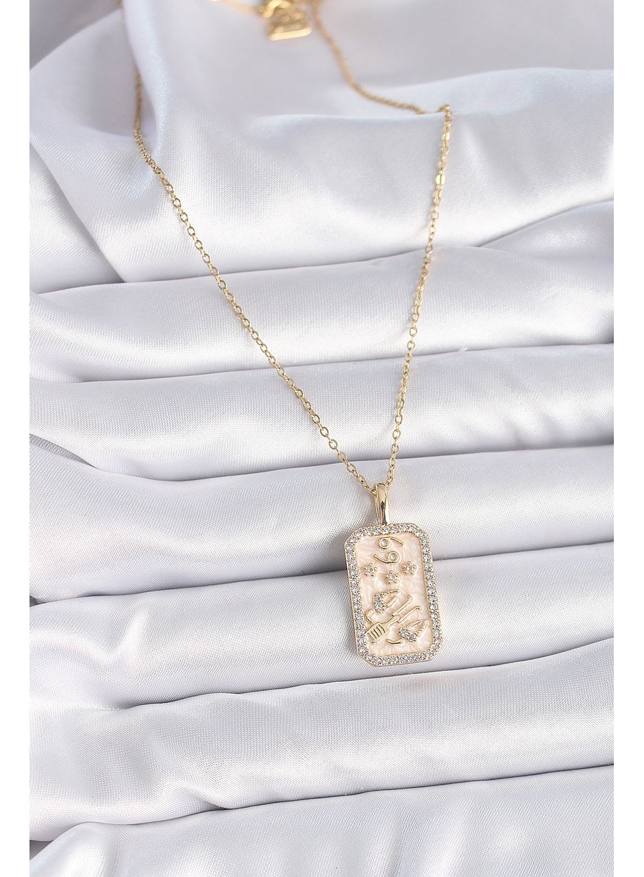 316L Çelik Gold Renk Zincir Yengeç Burcu Zirkon Taşlı Kadın Kolye