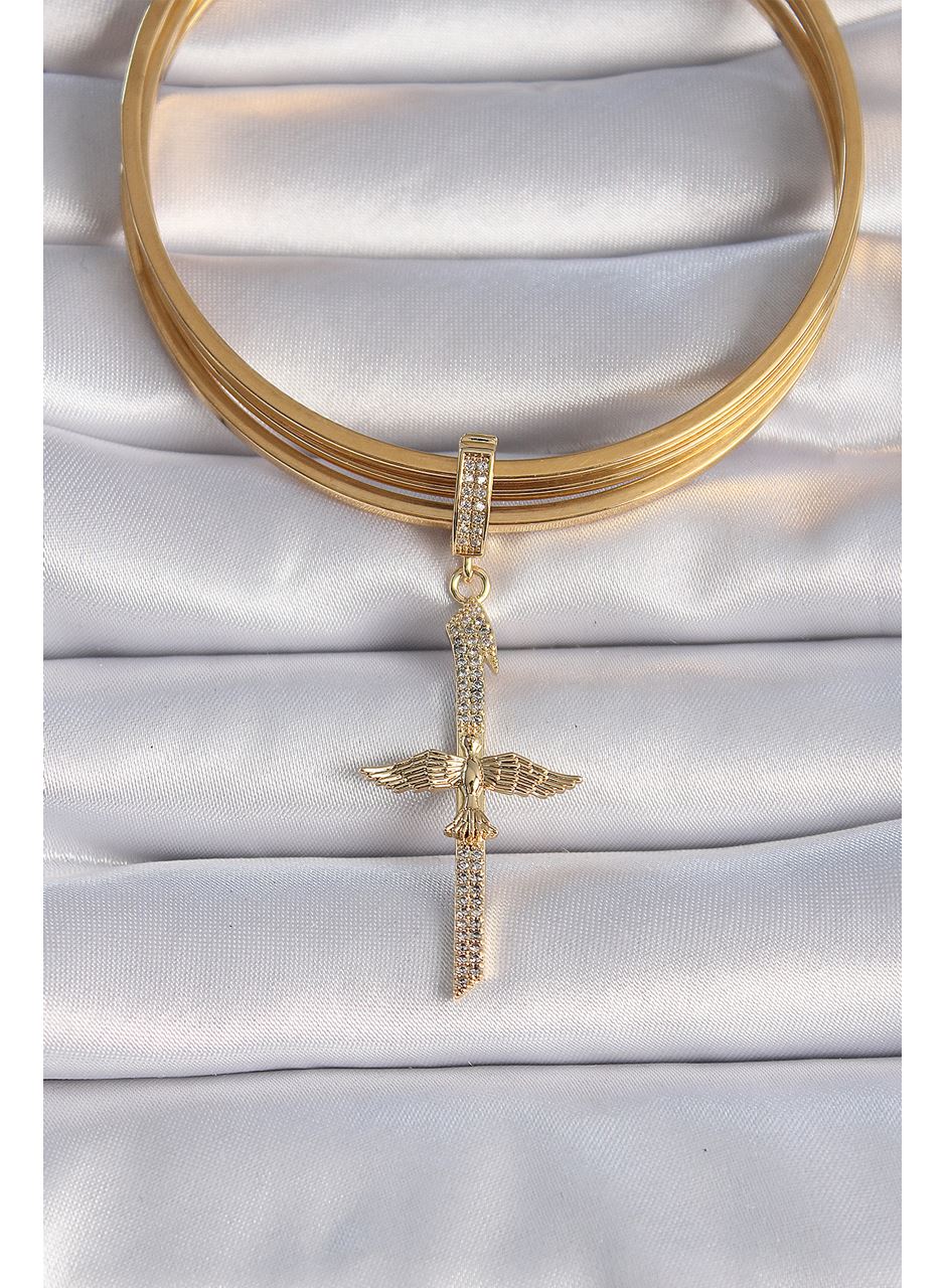 Pirinç Gold Renk Zirkon Taş Detaylı Elif Model Anka Kuşu Figür Ajda Charm