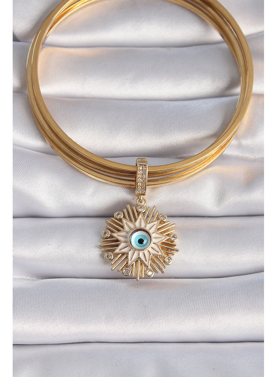 Pirinç Gold Renk Nazar Boncuklu Saçaklı Yıldız Figür Ajda Charm