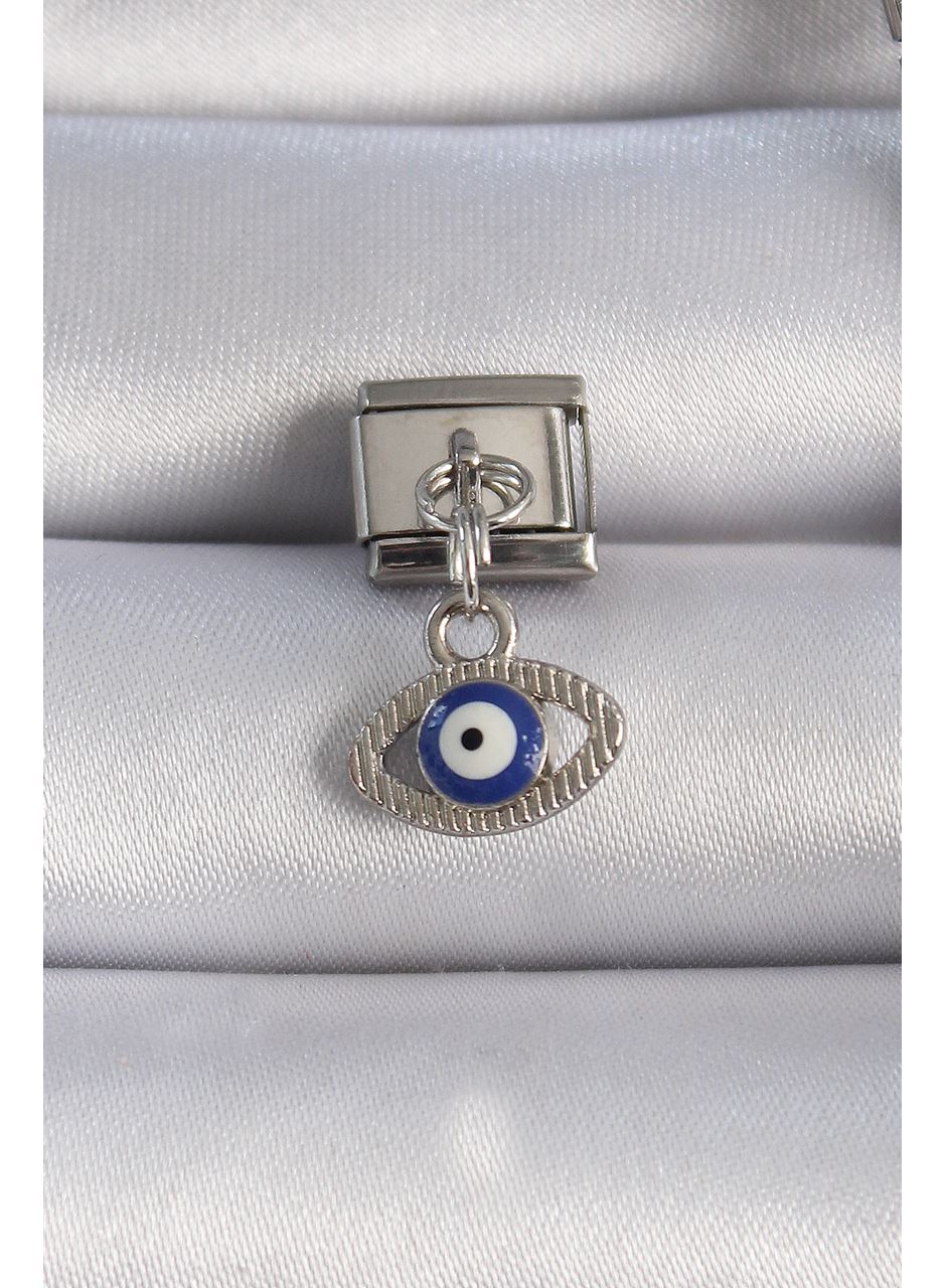 316L Çelik Gümüş Renk Sallantılı Göz Figür Nazar Boncuk Detay Nomination Charm