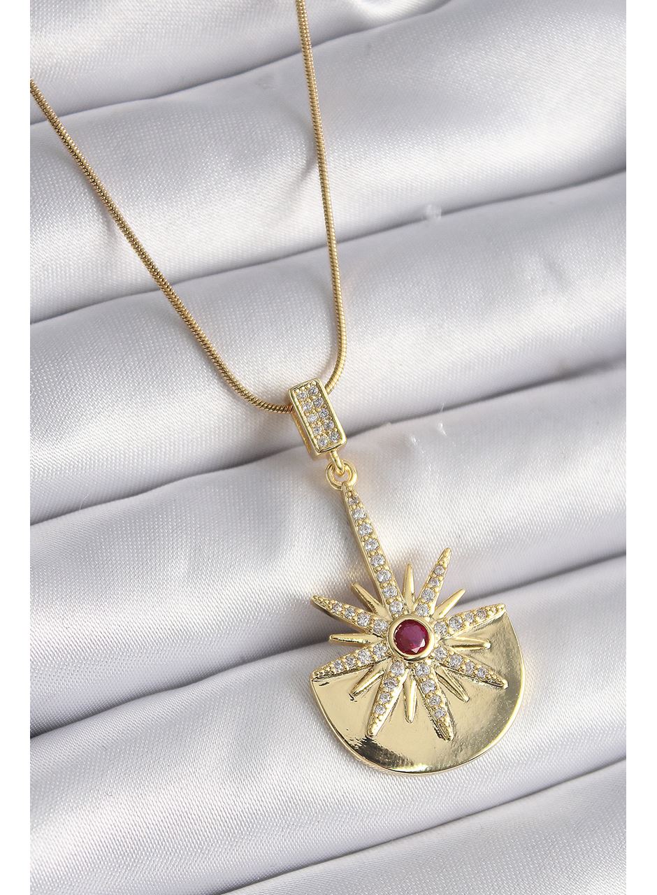 316L Çelik Gold Renk Zirkon Taşlı Yıldız Model Kadın Kolye