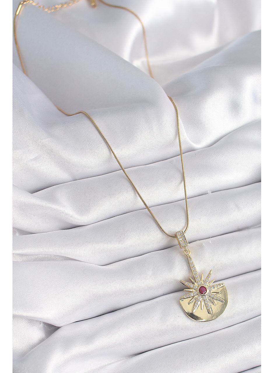 316L Çelik Gold Renk Zirkon Taşlı Yıldız Model Kadın Kolye