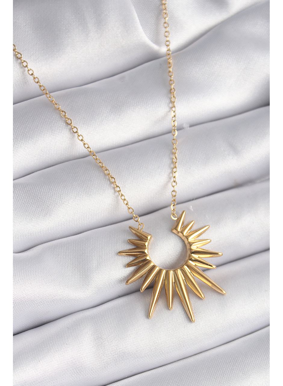 316L Çelik Gold Renk Güneş Model Vintage Kadın Kolye