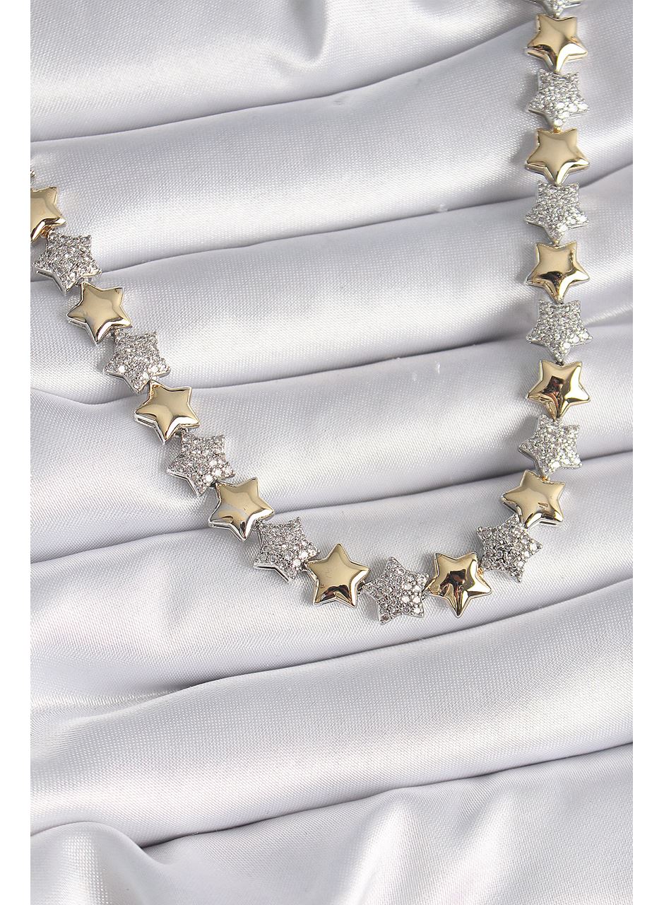 Pirinç Mix Renk Zirkon Taşlı Yıldız Model VIP Exclusive Seri Kadın Kolye