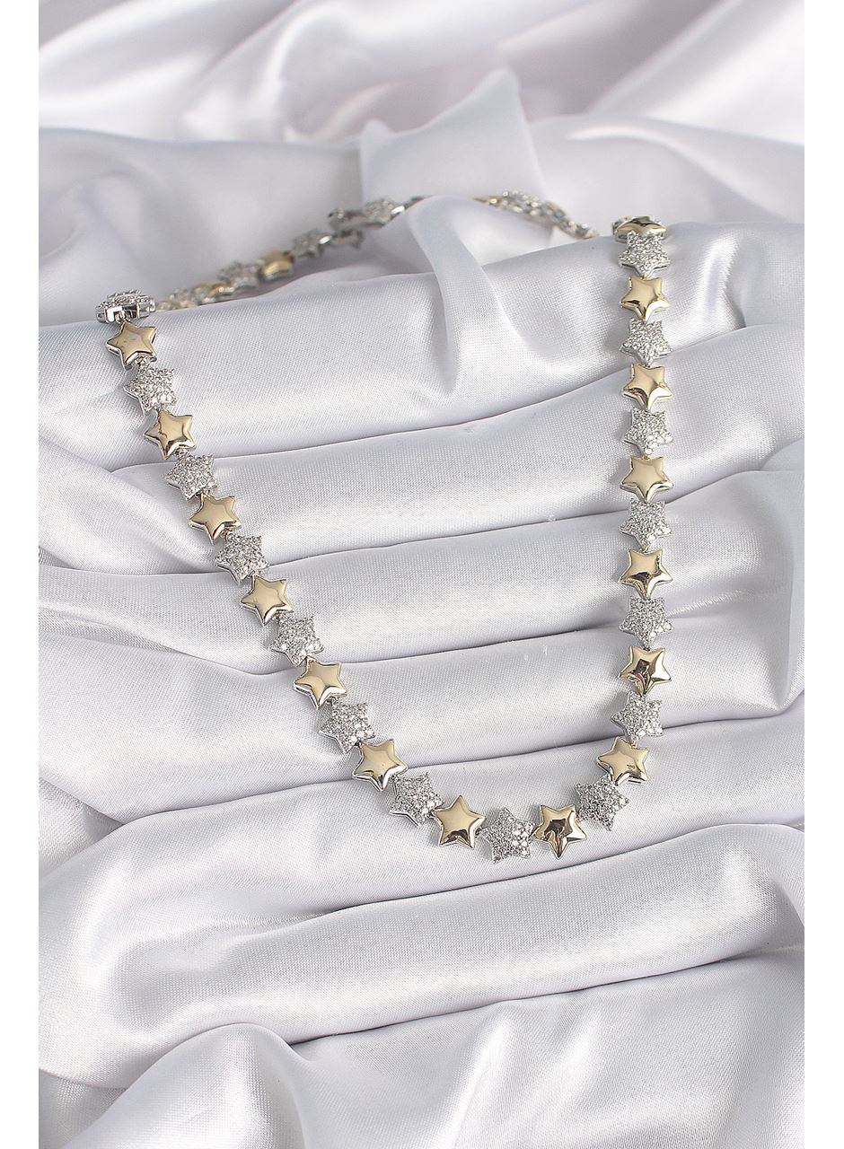 Pirinç Mix Renk Zirkon Taşlı Yıldız Model VIP Exclusive Seri Kadın Kolye