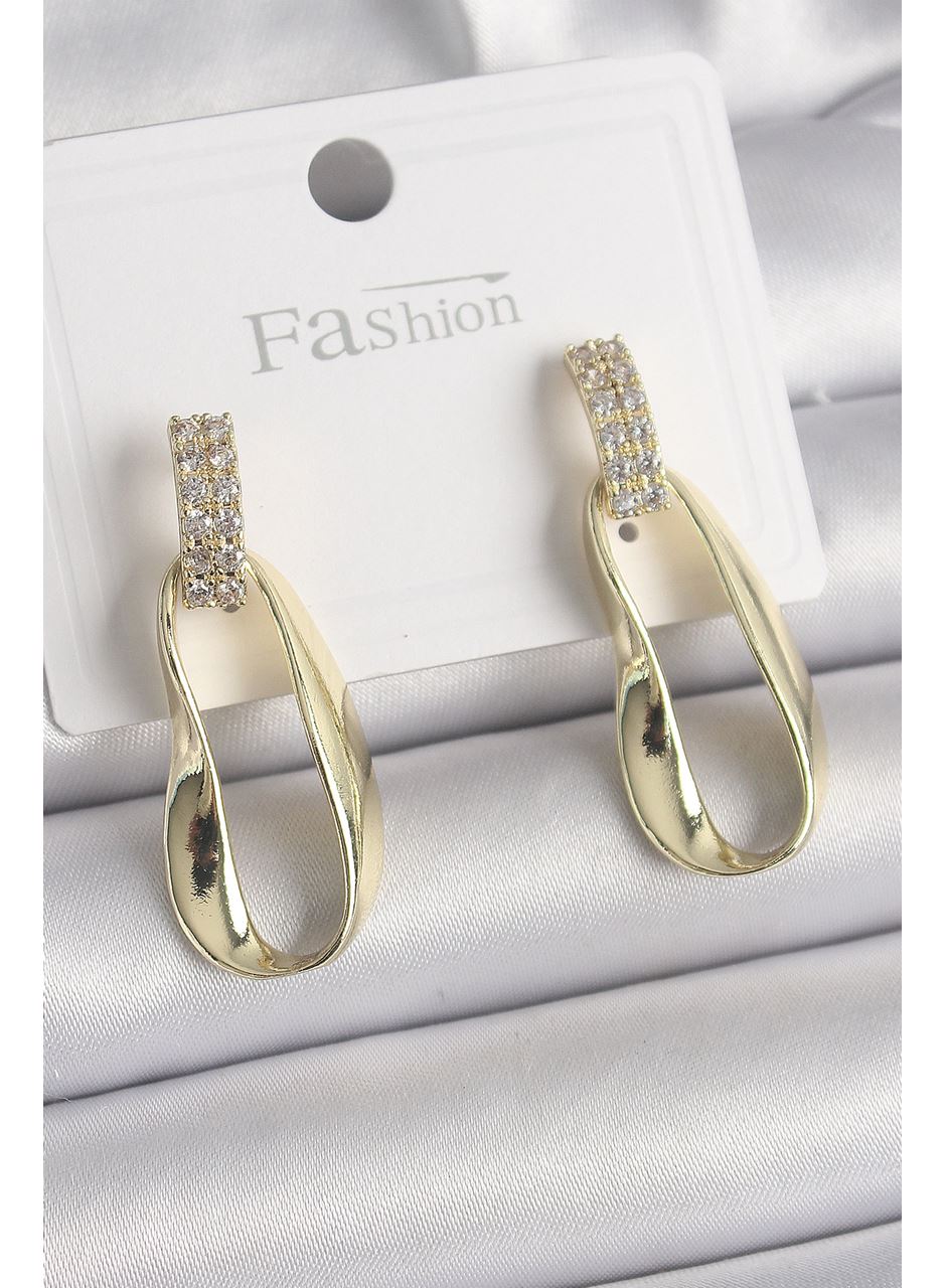 Pirinç Zirkon Taşlı Sallantı Kadın Küpe