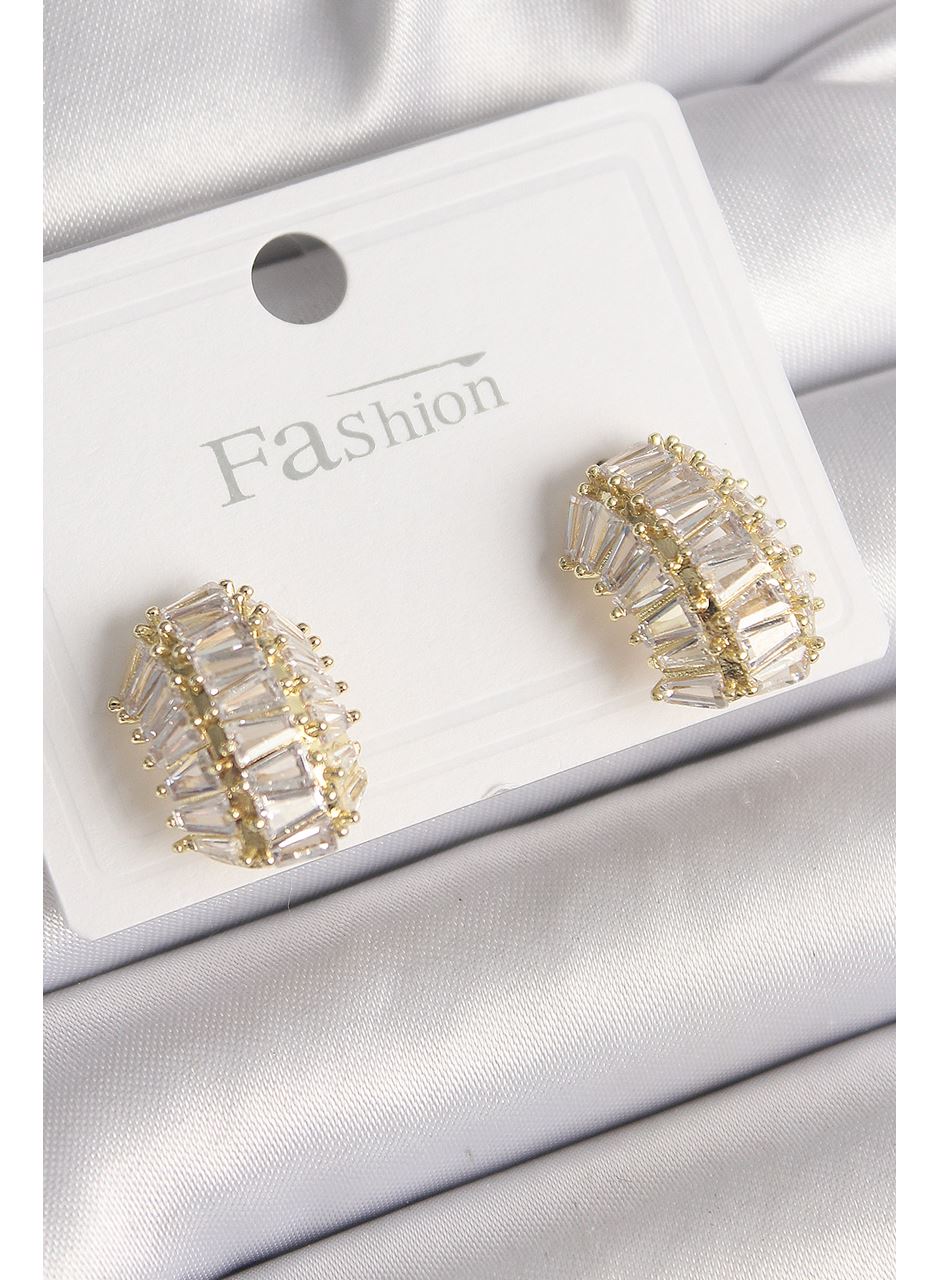 Pirinç Gold Renk Zirkon Taşlı Kaplumbağa Kabuğu Model Kadın Küpe